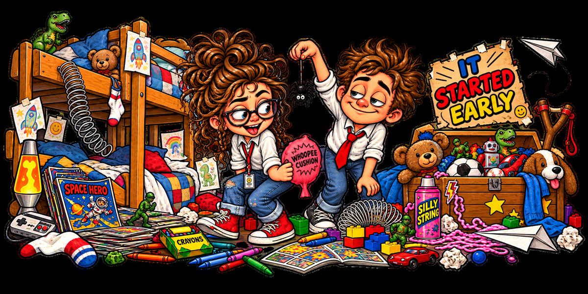 Charli and Charly as kids competing for attention